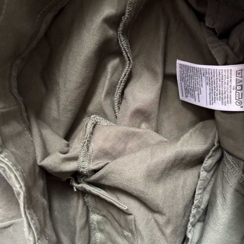 Banana Republic Belted Paper Bag Pants Womens Size 8 Olive Green Cropped Work - Picture 7 of 7